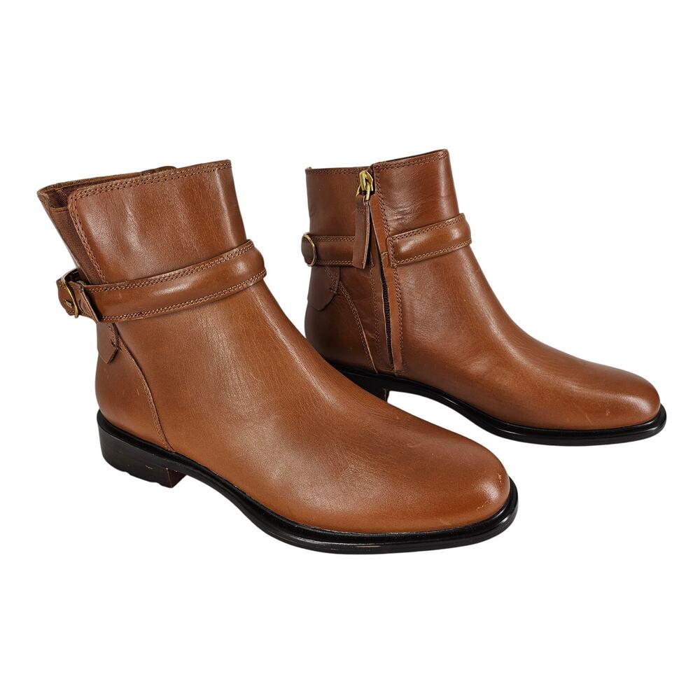 FRANCO SARTO ELESE LEATHER ANKLE BOOTS – WOMEN'S SIZE 8M – COGNAC – NEW WO BOX